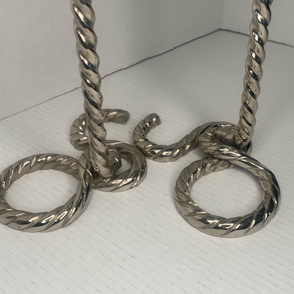 WEST ELM SILVER  DECORATIVE SPIRAL PILLER CANDLE HOLDERS 3x3 size - Picture 7 of 11